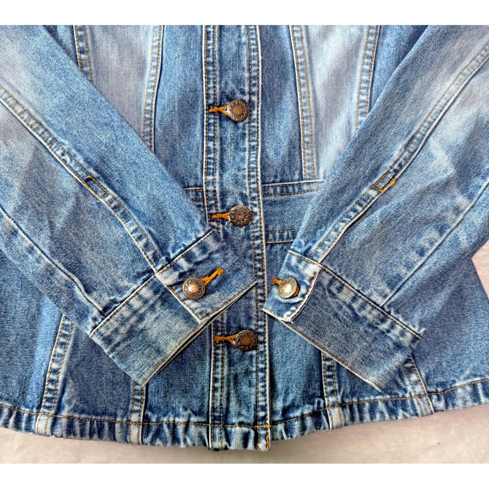 Periscope‎ Jean Jacket Women Size Small Blue Denim Fitted Waist - Picture 8 of 16